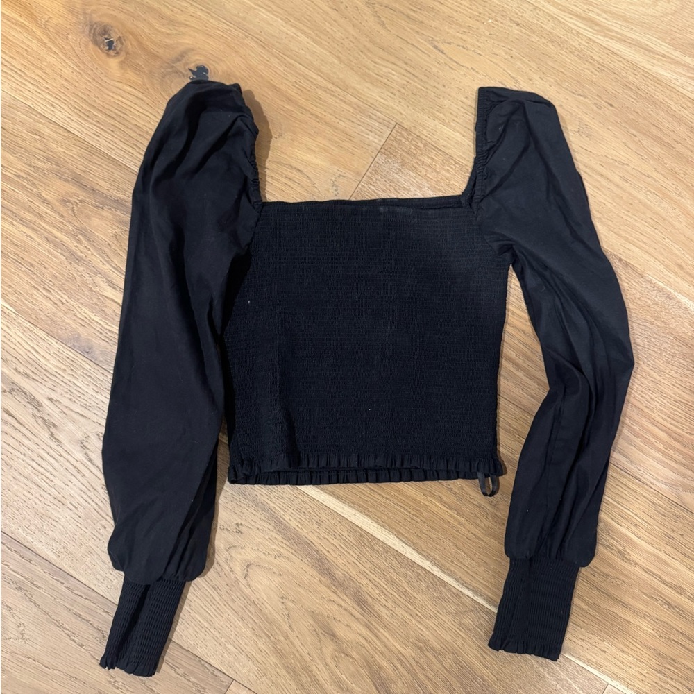 Gianni Bini Black Puff Sleeve Blouse